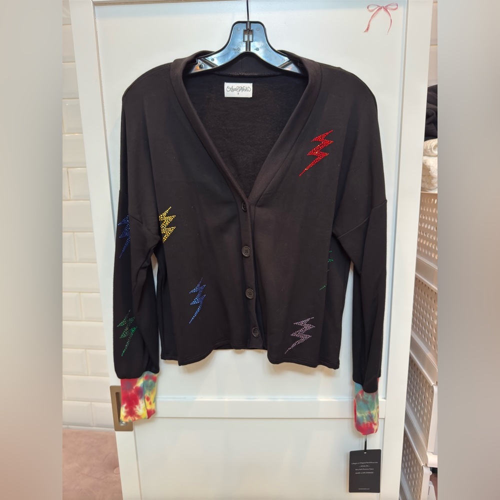 Lauren Moshi Coraline Crystal Lightning Peace - Black/ Primary Tie Dye